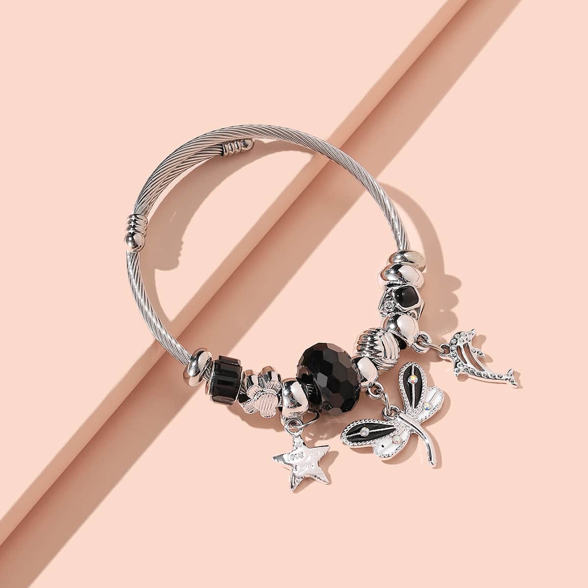 

Dragonfly & Star Charm Bangle, Multicolor