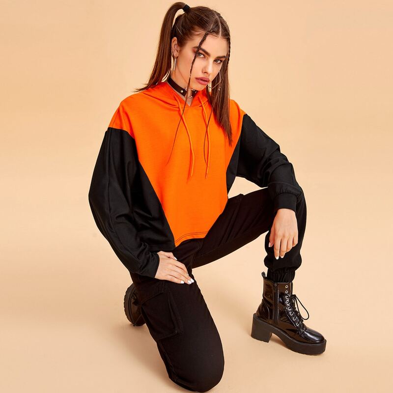 

Colorblock Drawstring Hoodie, Multicolor