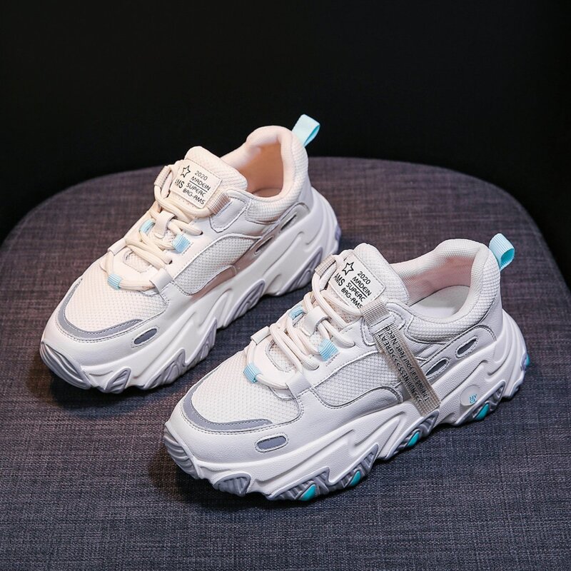 

Lace-up Mesh Chunky Trainers, White