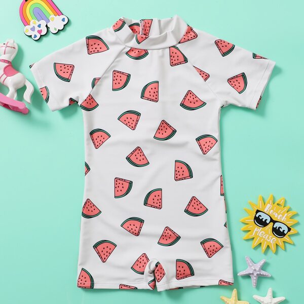 

Toddler Girls Watermelon Print One Piece Swimsuit, Multicolor