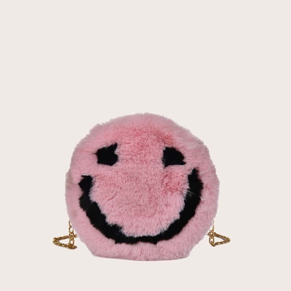 

Cartoon Fluffy Chain Crossbody Bag, Pink