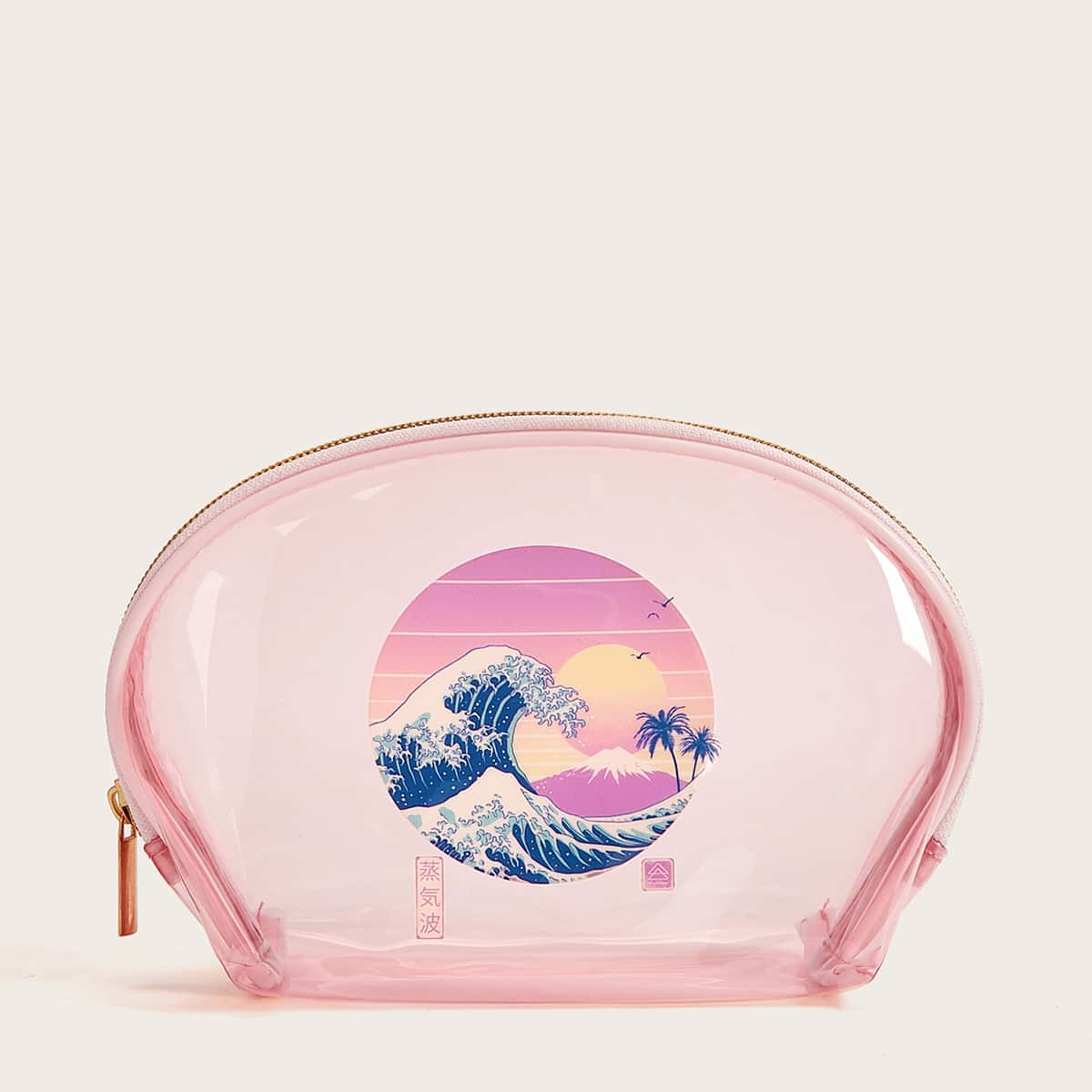 

ROMWE X Vincenttrinidadart Clear Makeup Bag, Clear baby pink