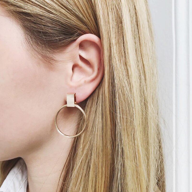

Ring Drop Earrings, Gold