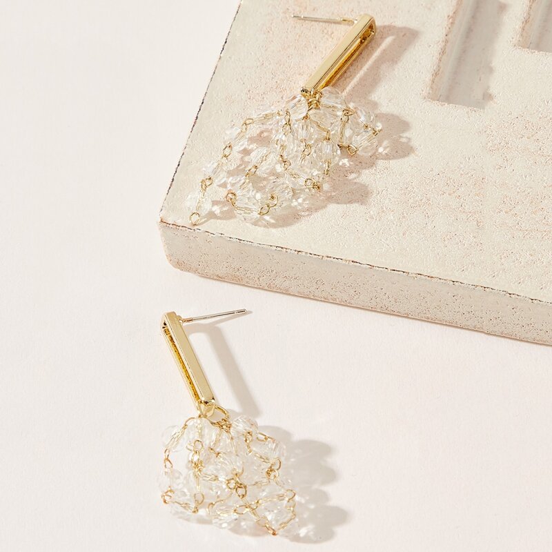 

Crystal Tassel Drop Earrings, Gold