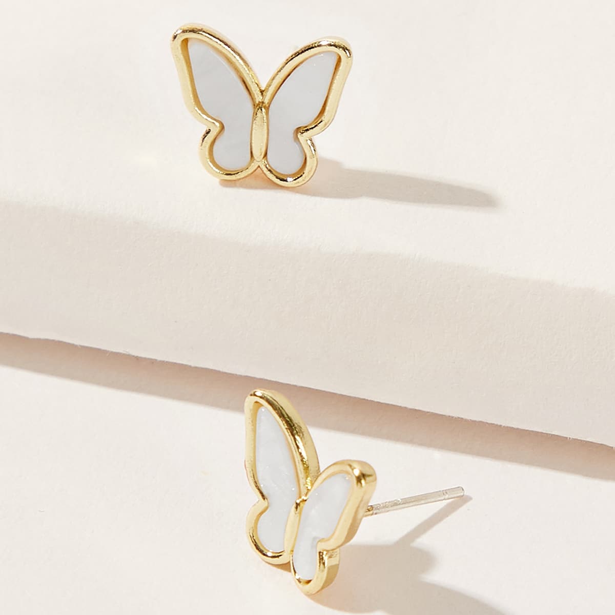 

Butterfly Stud Earrings, Beige