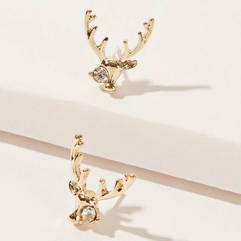 

Rhinestone Antlers Stud Earrings, Gold