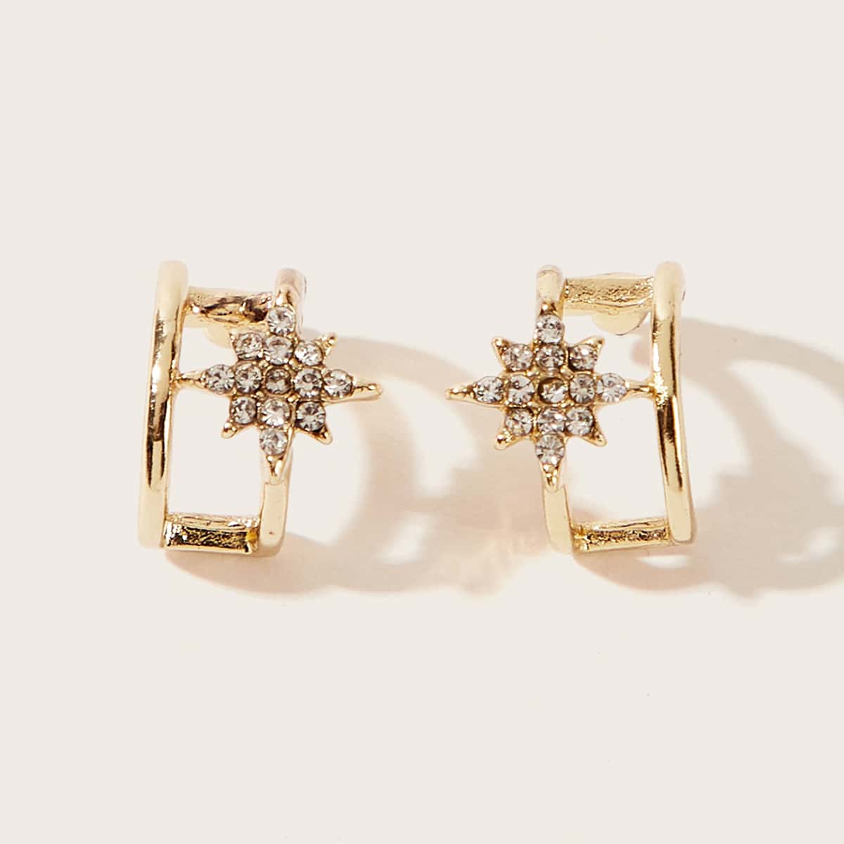 

Rhinestone Star Stud Earrings, Gold