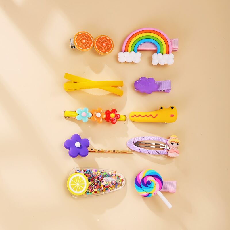 

10pcs Cartoon Hair Clip, Multicolor
