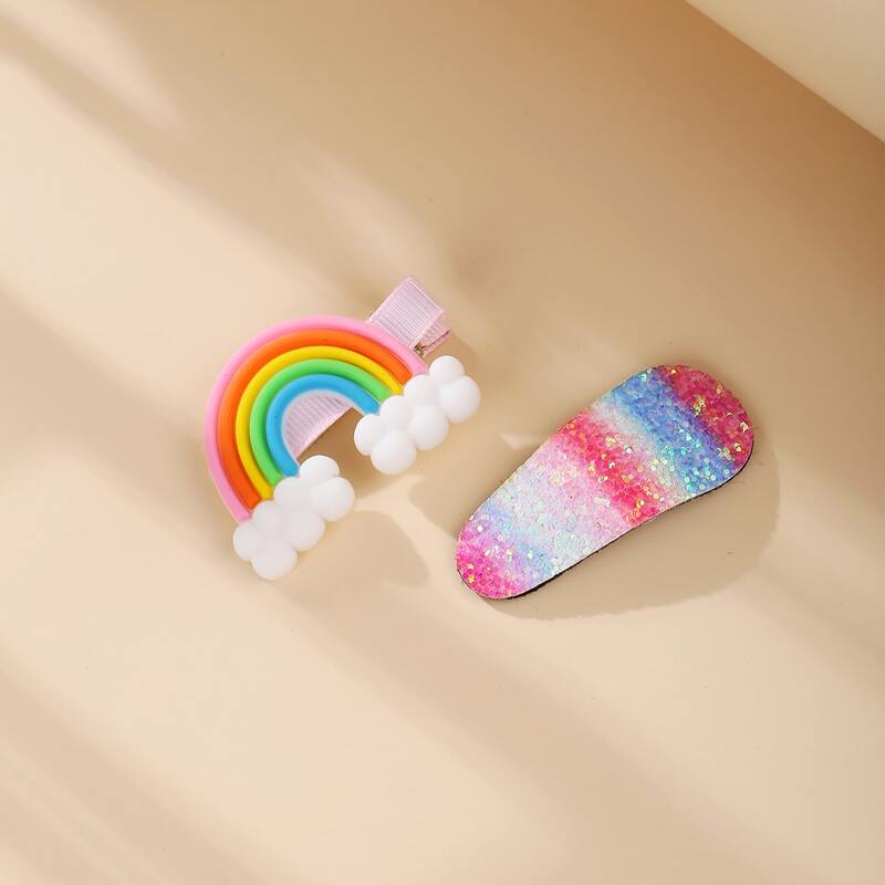 

2pcs Rainbow Hair Clip, Multicolor