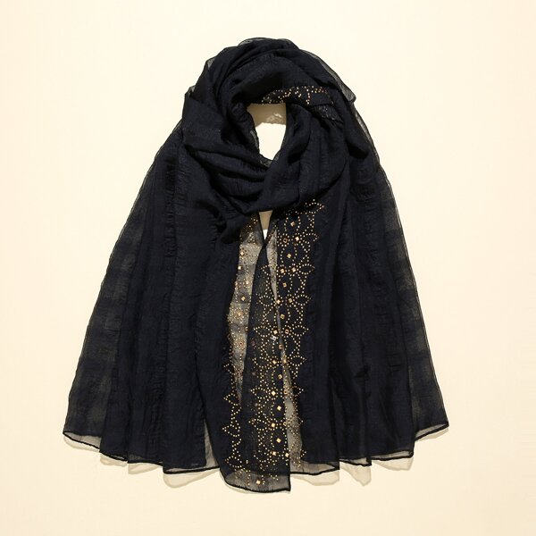 

Rhinestone Decor Solid Scarf, Black