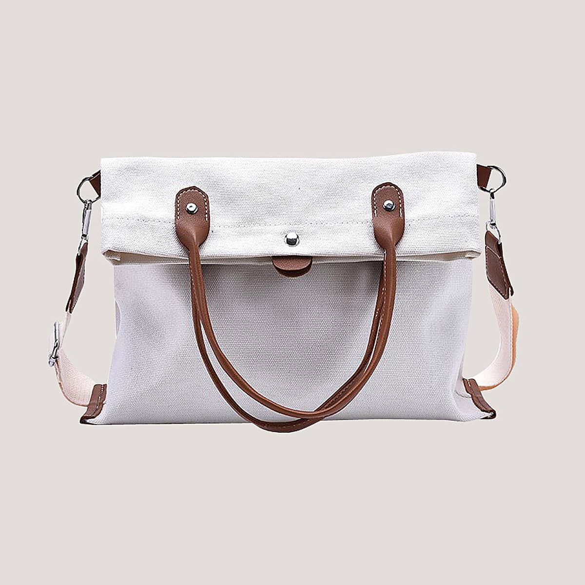 

Solid Canvas Tote Bag, Beige