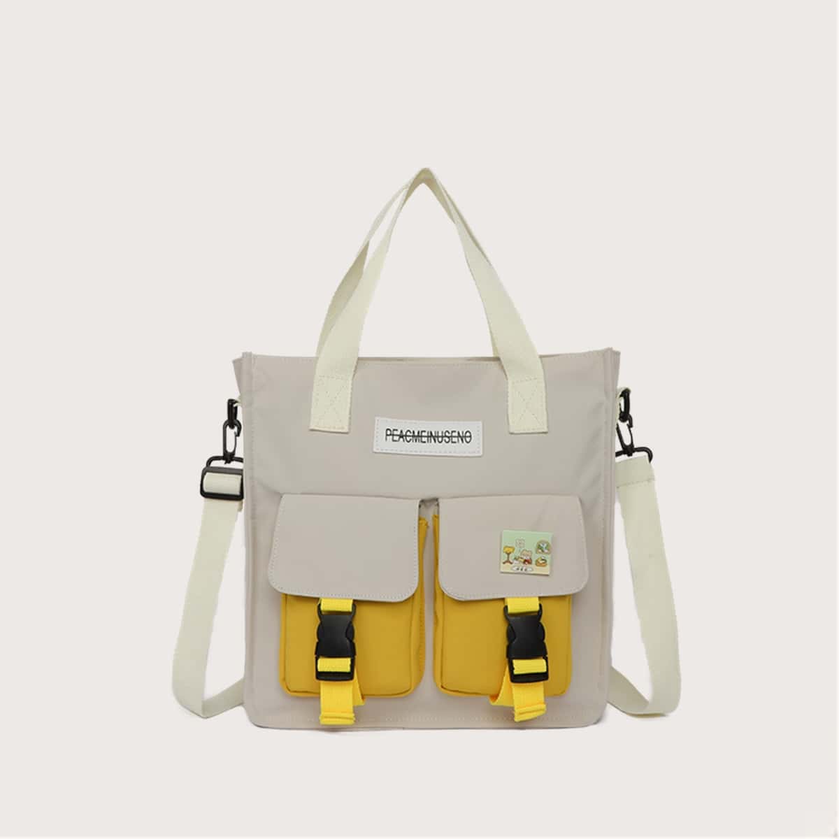 

Colorblock Pocket Tote Bag, Multicolor