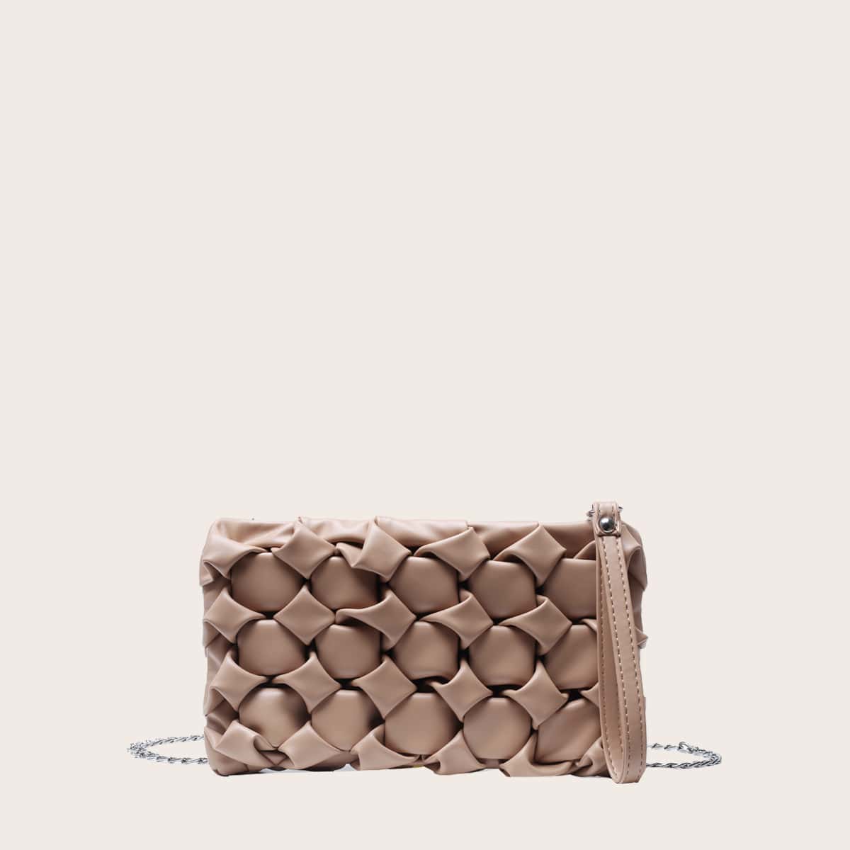 

Woven Clutch Bag With Wristlet, Khaki