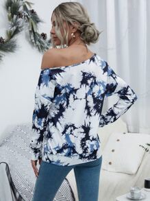 SHEIN Unity 扎染水洗落肩套头卫衣 - 彩色 - 查看 2