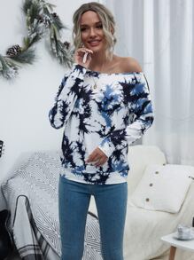 SHEIN Unity 扎染水洗落肩套头卫衣 - 彩色 - 查看 5