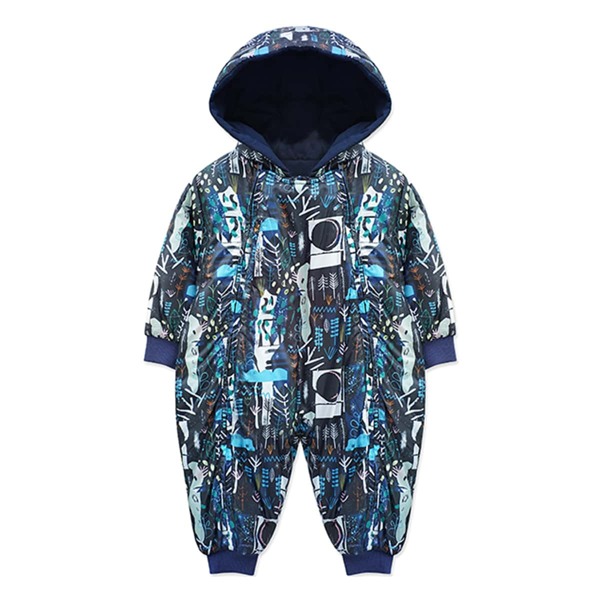 

Baby Boy All Over Print Zipper Front Hooded Jumpsuit, Multicolor