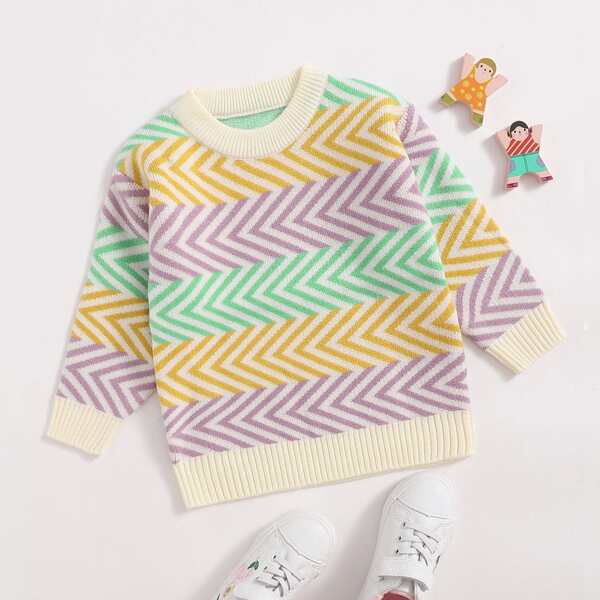 

Toddler Girls Chevron Pattern Colorblock Sweater, Multicolor