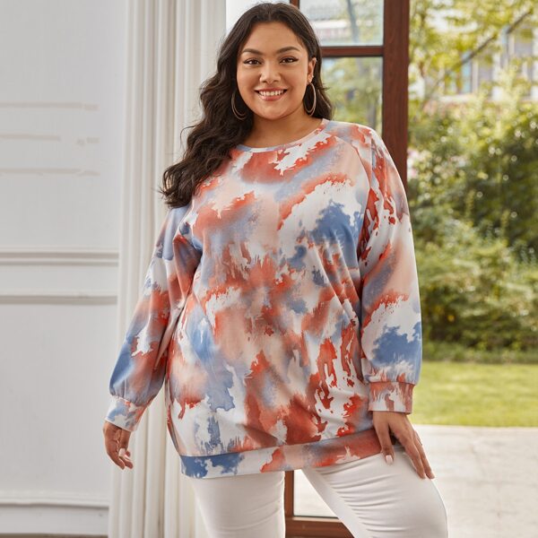 

Plus Tie Dye Raglan Sleeve Sweatshirt, Multicolor