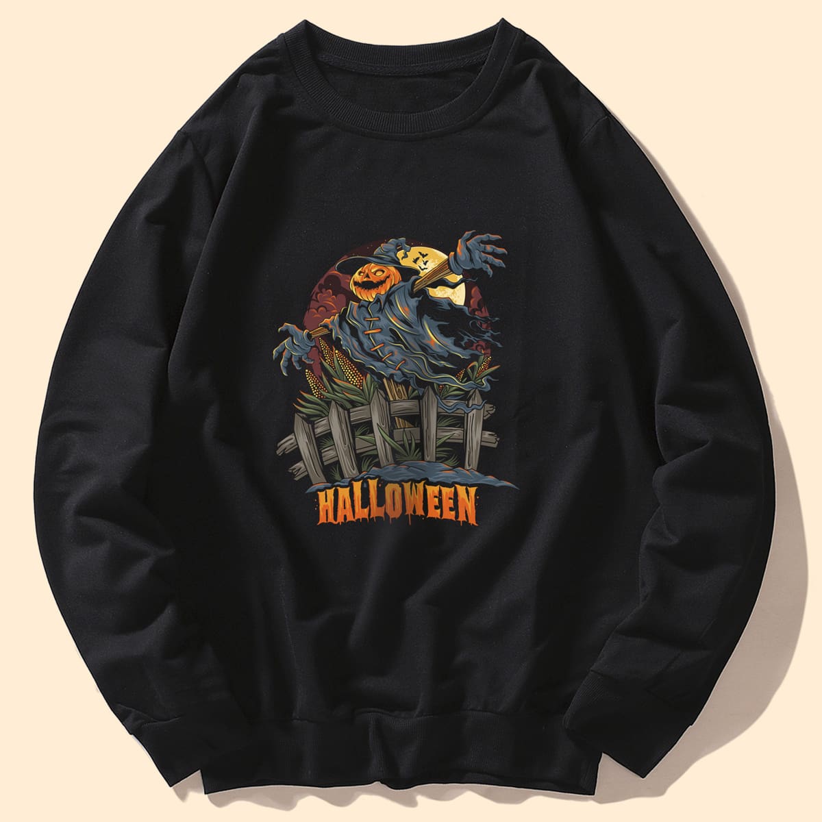 

Guys Halloween Letter Graphic Sweatshirt, Black