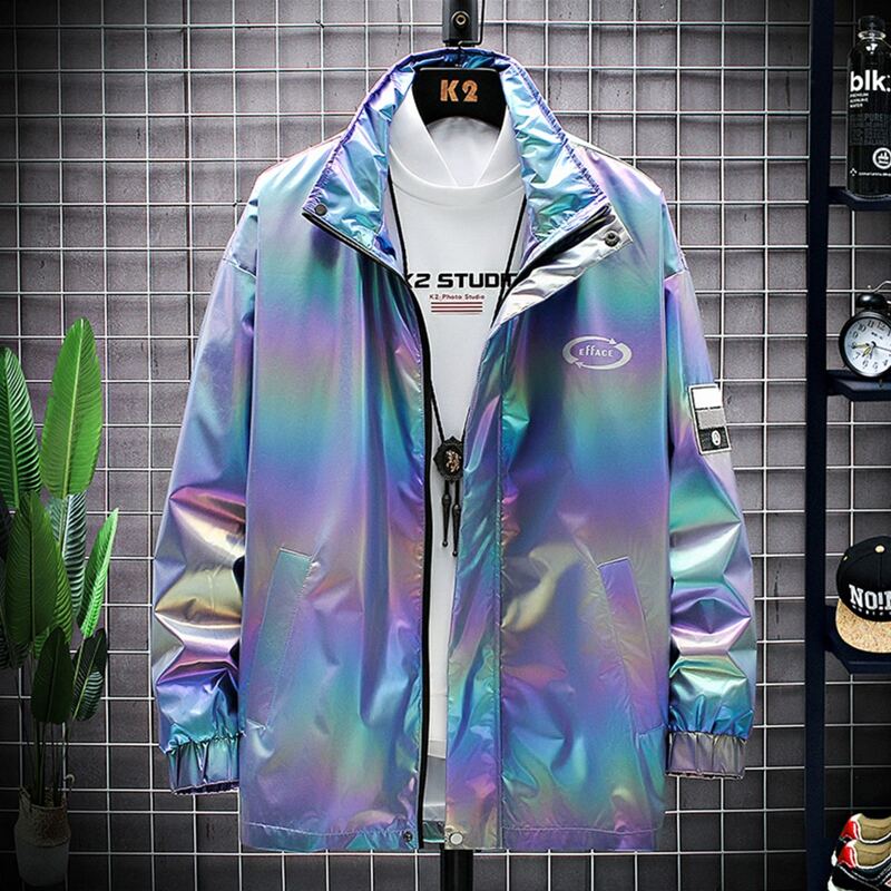 

Guys Letter Holographic Zip Up Jacket, Multicolor