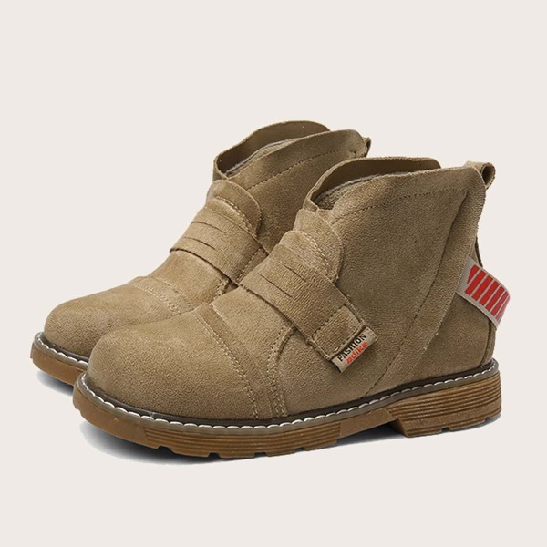 

Girls Striped Graphic Wide Fit Boots, Khaki