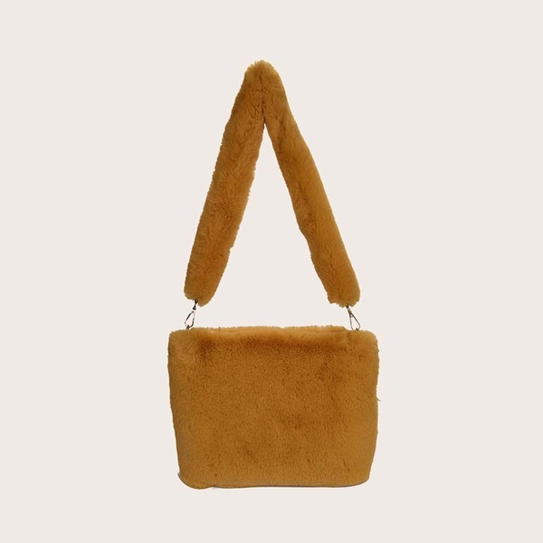 

Minimalist Fluffy Crossbody Bag, Khaki