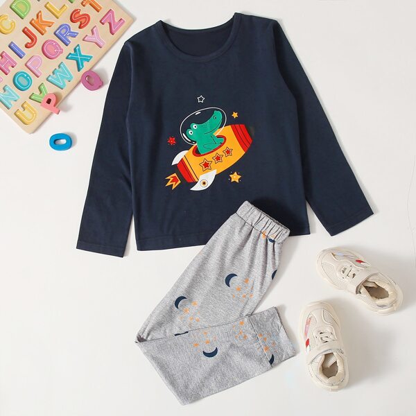 

Toddler Boys Dinosaur & Galaxy Print Tee & Pants, Multicolor