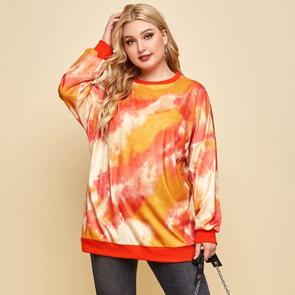 

Plus Tie Dye Drop Shoulder Sweatshirt, Multicolor