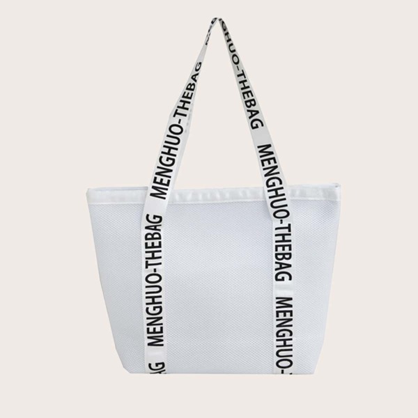 

Letter Graphic Shopper Bag, White