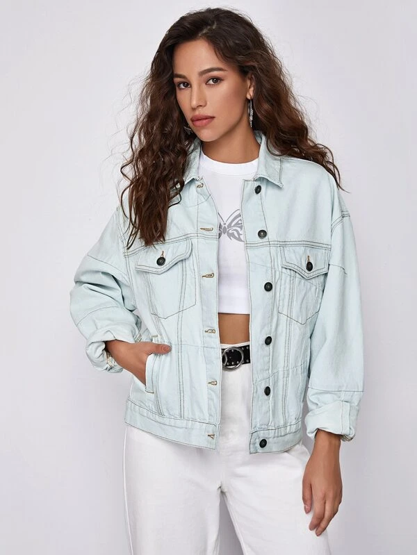 shein white denim jacket