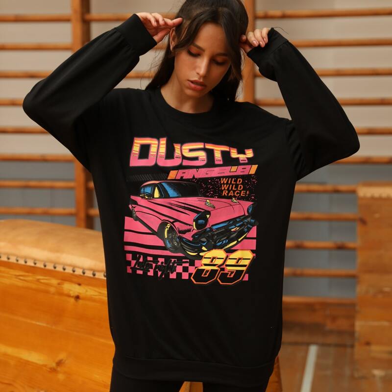 

Letter Car Graphic Sweatshirt, Black