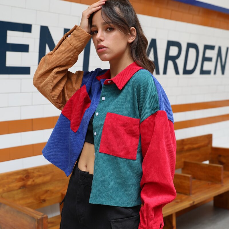 

Colorblock Corduroy Jacket, Multicolor