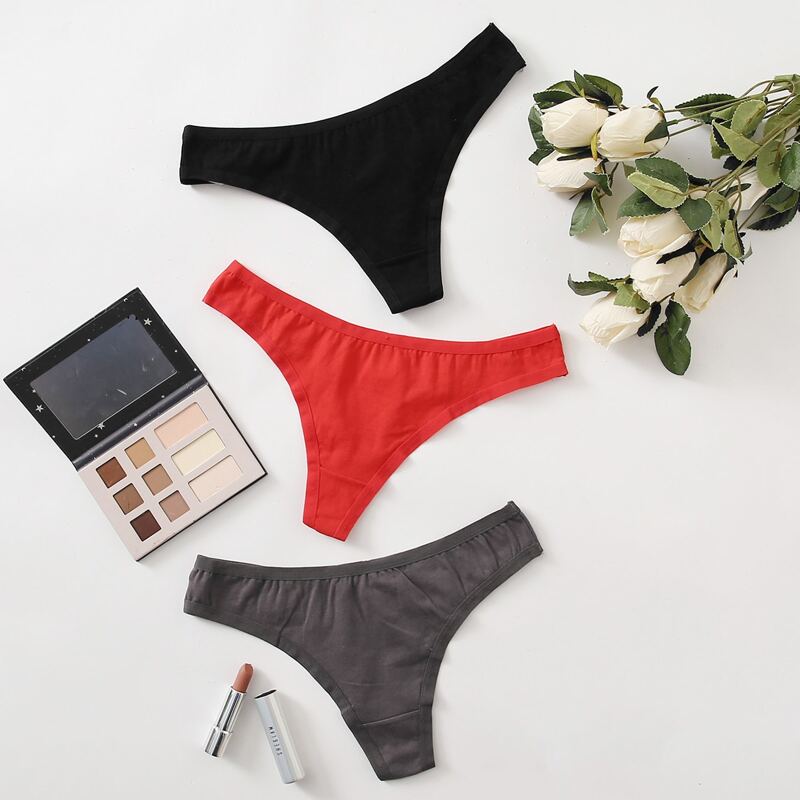 

3pack Solid Thong Set, Multicolor