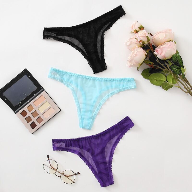 

3pack Sheer Mesh Thong Set, Multicolor