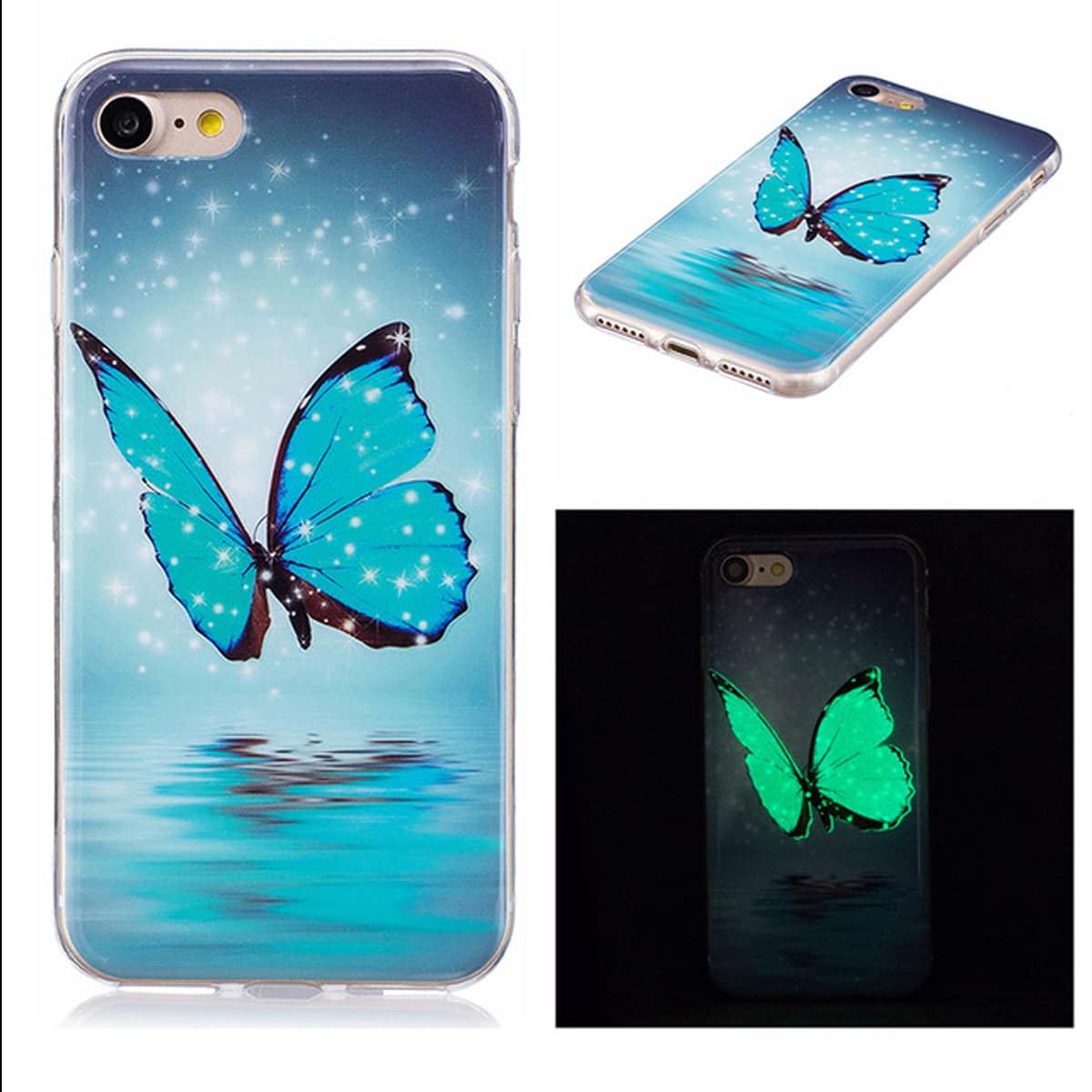

Butterfly Print Luminous iPhone Case, Blue