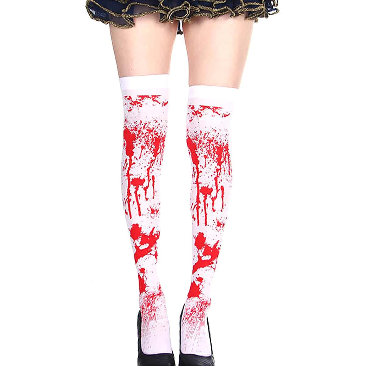 

Halloween Bloodstain Over-the-Knee Stockings, Red and white