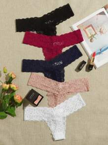 5件套花卉蕾絲內褲套裝 - 彩色 - 查看 1