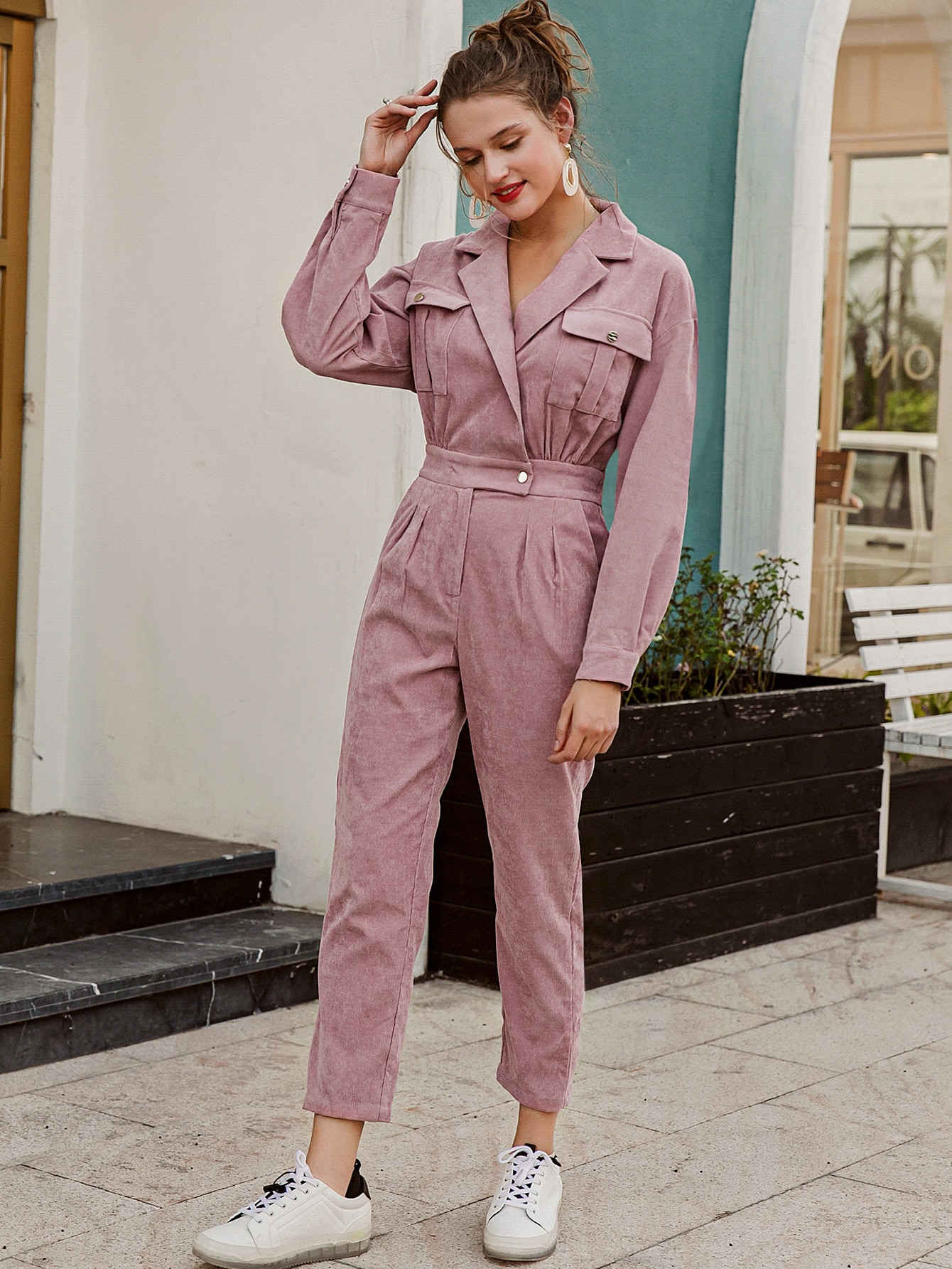 Patch Pocket Corduroy Blazer Jumpsuit thumbnail