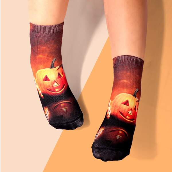 

Kids Halloween Pumpkin Pattern Socks, Multicolor