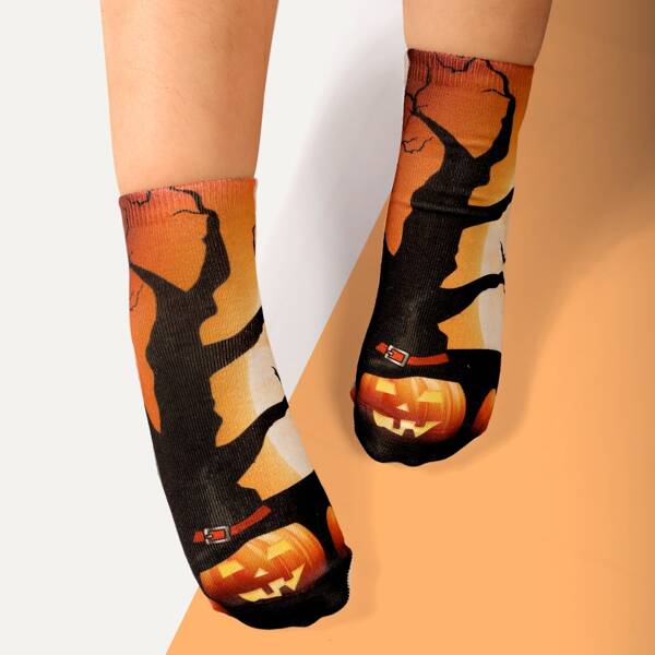 

Kids Halloween Pumpkin Pattern Socks, Multicolor
