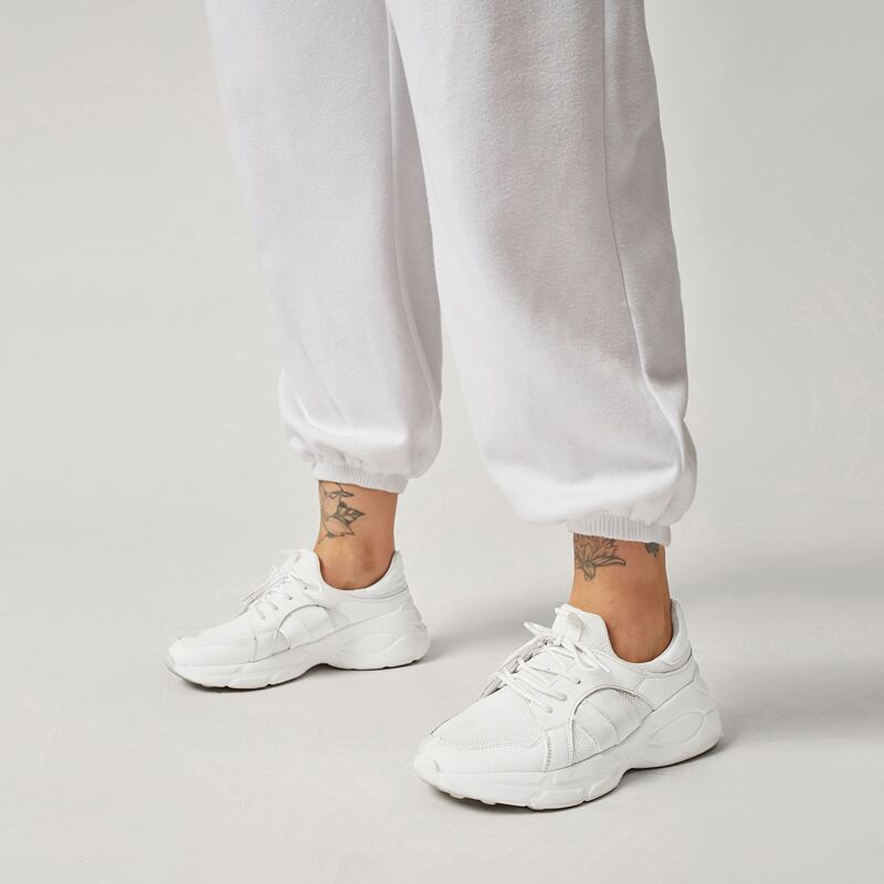 

Lace-up Front Croc Embossed Chunky Sneakers, White