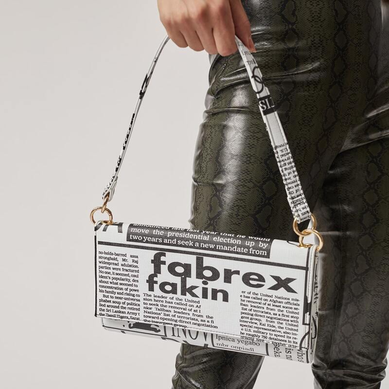 

Letter Graphic Baguette Bag, Black and white