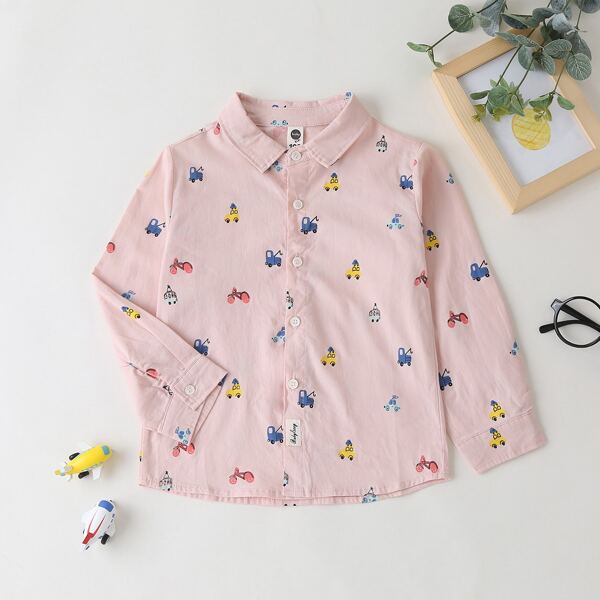 

Toddler Boys Cartoon Graphic Shirt, Baby pink