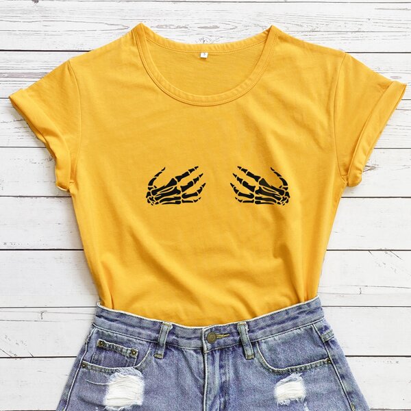 

Skull Print Tee, Yellow