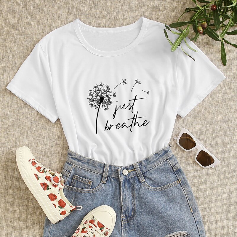 

Dandelion & Letter Graphic Tee, White