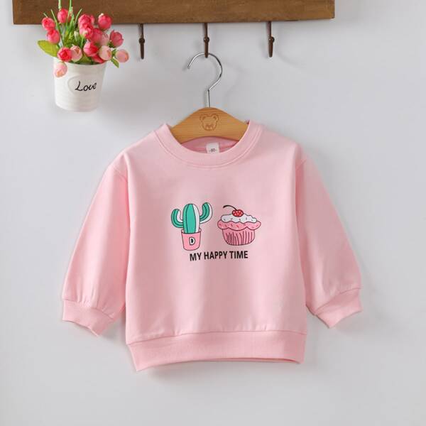 

Toddler Girls Cactus & Slogan Graphic Sweatshirt, Baby pink