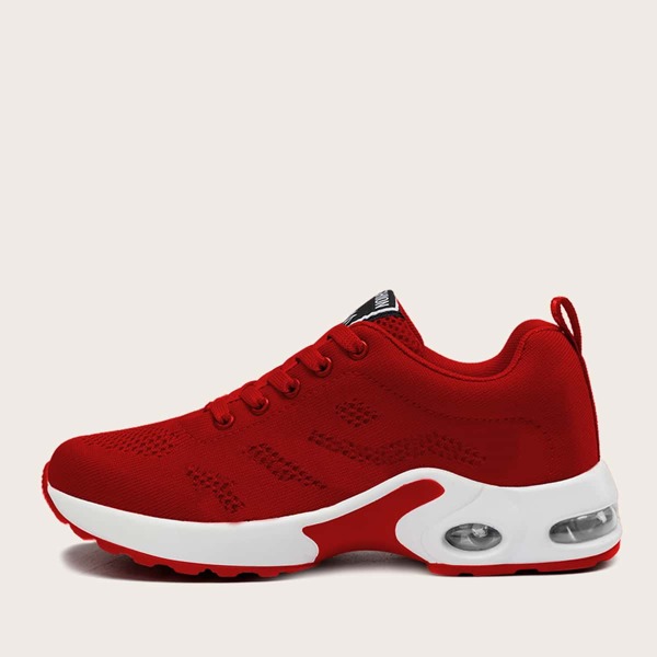 

Minimalist Lace-up Front Knit Chunky Sneakers, Red