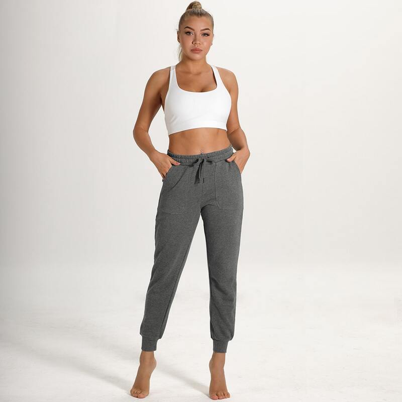 

Drawstring Waist Slant Pocket Sports Pants, Grey