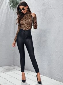 SHEIN Unity Top de leopardo de cuello alto - Multicolor - Ver 5