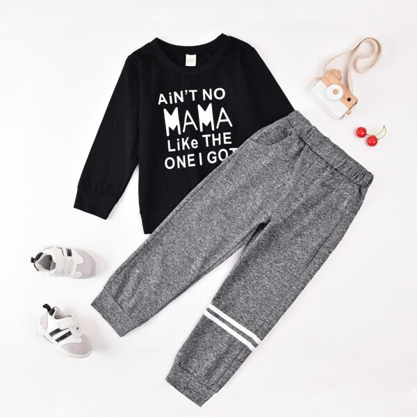 

Toddler Boys Slogan Graphic Sweatshirt & Striped Sweatpants, Multicolor